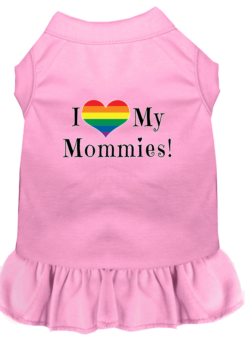 I Heart my Mommies Screen Print Dog Dress Light Pink XL